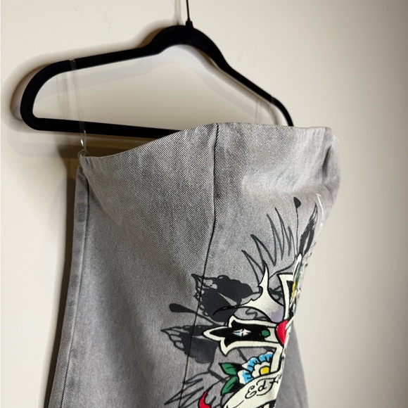 Ed Hardy Cross Denim Mini Dress - Grey - Picture 4 of 11